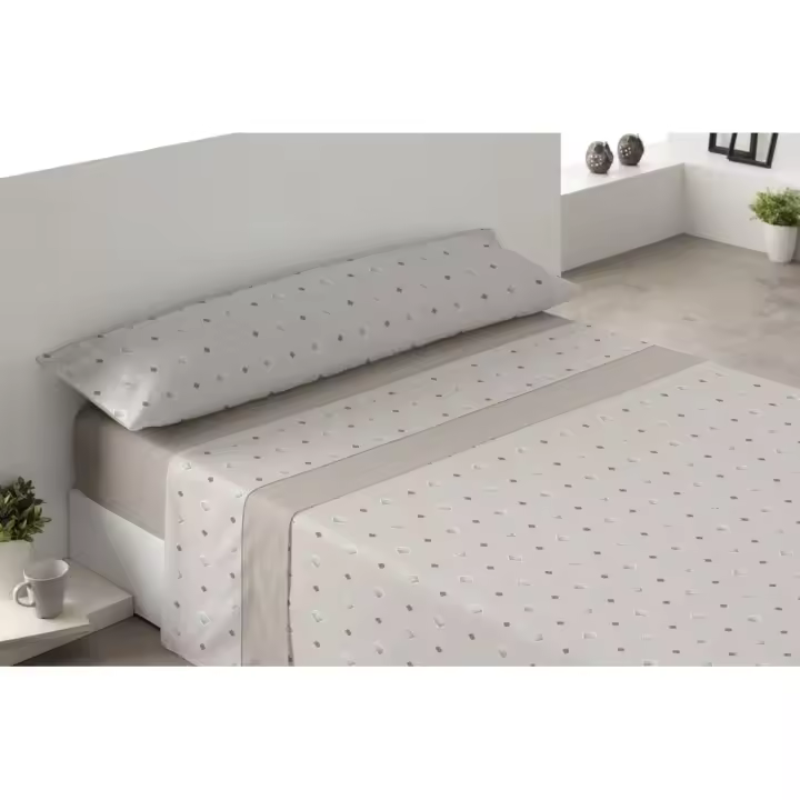 Juego de sábanas de coralina Rams Esmeralda Beige - 3 piezas, estampado de rombos, tacto extrasuave y aterciopelado, calidez y confort para el invierno - 1