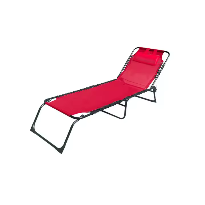 Marbueno Tumbona Plegable Acero Con Cojin Jardin y Piscina 190X58X27 cm Roja 10000 - 1