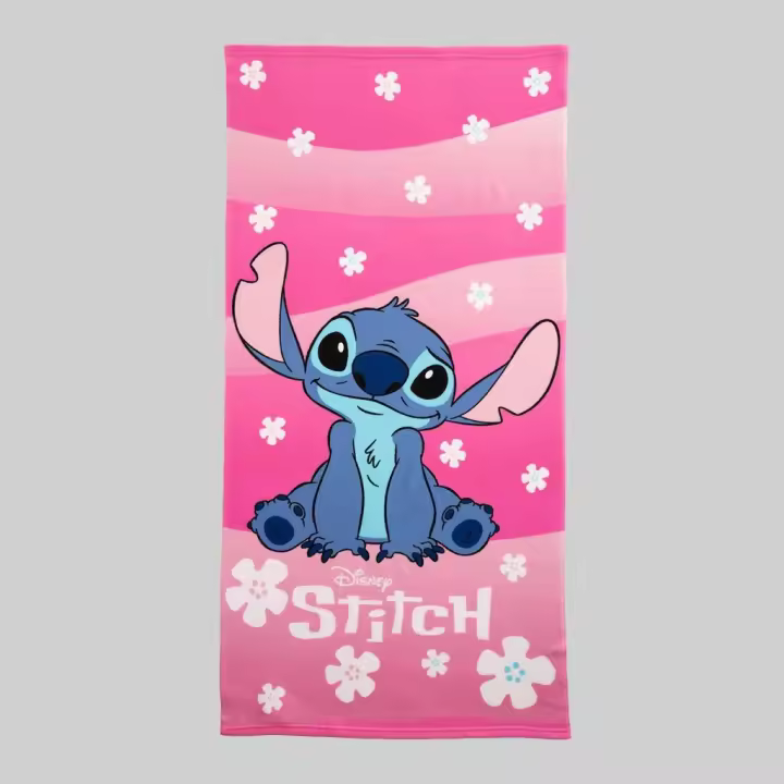 Toalla de Playa Estampada Lilo&Stitch, Modelo Waves, Color Rosa, 70x140cm, Disney - 1