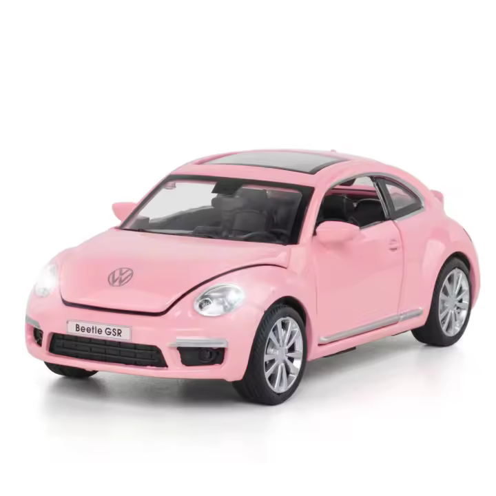 Coche De Juguete Beetle a Escala 1/32 Con Sonido Y Luz Función De Retroceso De Rueda Regalo Para Niños Modelo De Metal Sin Batería - 1