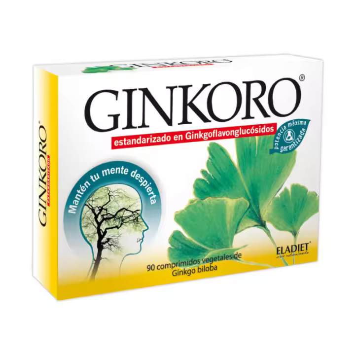 Eladiet Suplemento Ginkgo Biloba GINKORO 90 Cápsulas - Mejora Circulación Sanguínea y Memoria - 1