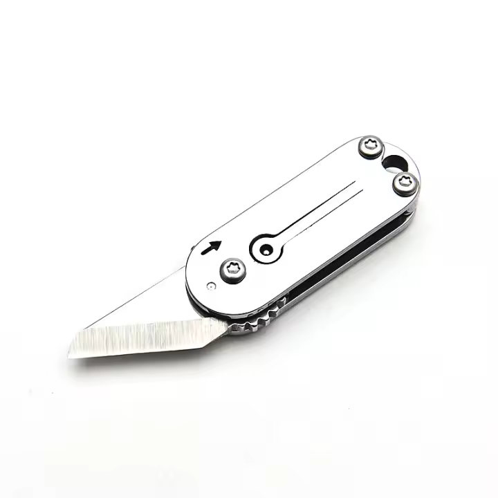 Cuchillo De Bolsillo Mini De Acero Inoxidable Con Cadena De Llave Herramienta De Expresión Postal Portátil Y Fácil De Transportar - 1