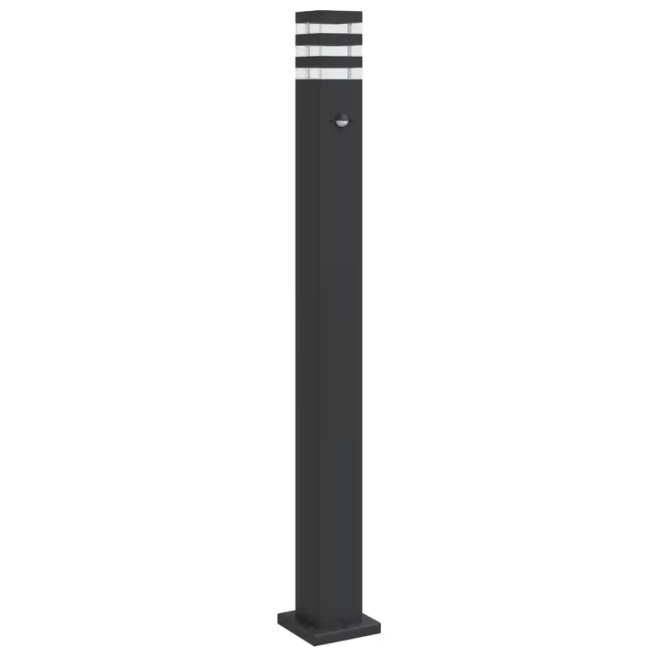 vidaXL Lámpara de suelo de exterior con sensor aluminio negro Dimensiones 50 cm, 80 cm, 110 cm - 1