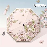 Parasol Plegable Para Mujer Con Protección UV UPF50+ Y Estampado De Flores Sombrilla De Lluvia Y Sol Con Recubrimiento De Vinilo Protección Solar Para Adultos - details 11