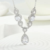 Collar De Boda Clásico Geométrico Con Zirconia Agua Caída Para Mujer Joyería De Novia Brillante Y Elegante Regalo - details 5