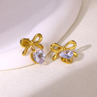 Pendientes De Corazón Colgantes De Acero Inoxidable Con Zirconia Cubica Blanca Para Mujer Joyería De Oído Impermeable Regalo De Fiesta - details 4