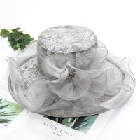 Sombrero De Flores Para Mujer Organza Gran Borde Para Bodas Y Té En La Iglesia Sombrero De Sol Casual De Polyester Floral - details 6