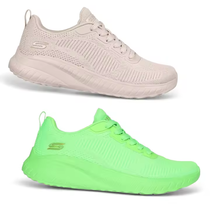 Skechers BOBS Sport Squad Chaos Face Off Color Rythms 117209 NUDE Natural 117216 LIME Calzado Deportivo Cómodo con Ajuste de Cordón - 1