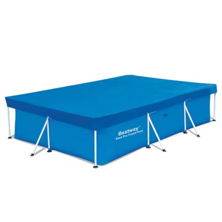 Bestway 58107 - Cobertor Cubierta Invierno para Piscina Desmontable 400 x 226 cm Rectangular Facil Instalacion con Orificios de Drenaje y Cuerdas de Agarre - 1