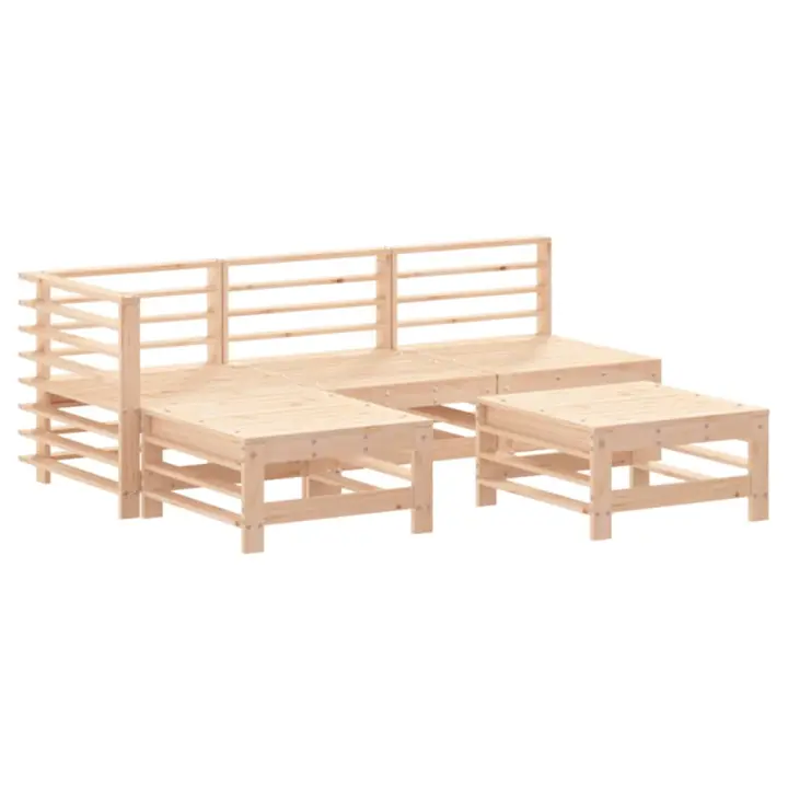 vidaXL Juego de sofás de jardín 5 piezas madera maciza de pino - 1