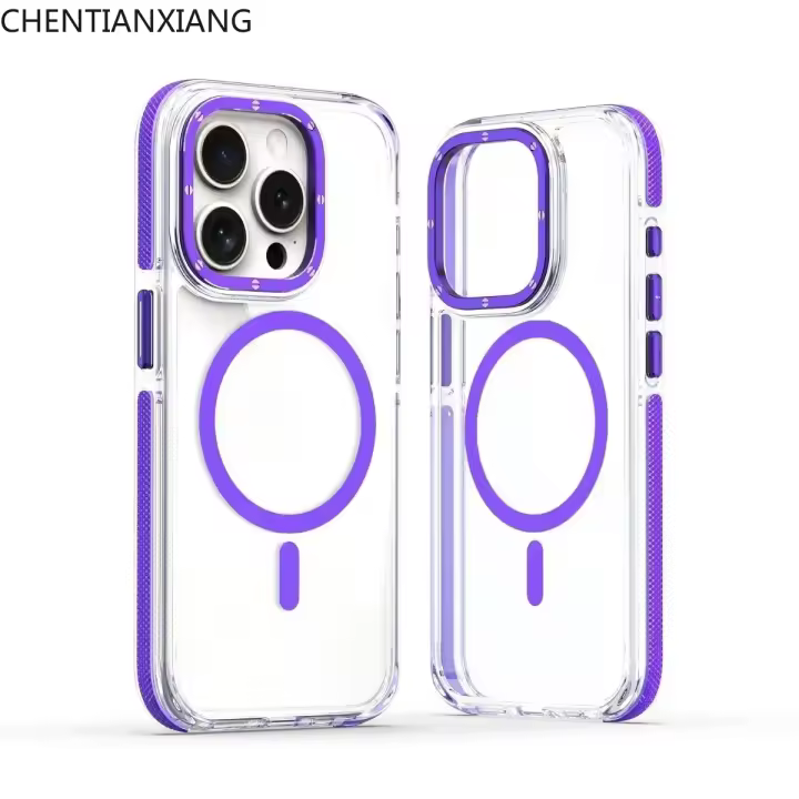 Funda transparente Fuerte a prueba de Golpes con adsorción magnética para APPLE iPhone 16 15 14 13 12 Pro Max Carga magnética Compatible con Magsafe - 1