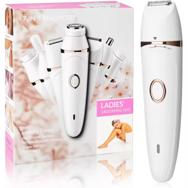 Depiladora facial para mujeres - Afeitadora corporal portátil 7 en 1 - Depiladora facial - Depiladora impermeable - Para rostro, cuerpo, piernas, axilas y más - 1