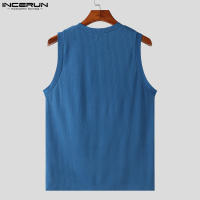 INCERUN Chalecos Sin Mangas Para Hombre Estilo Coreano 2024 Suéter Tejido Solido Casual Urban Fashion Tallas S-5XL - details 9