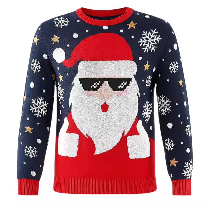 Jersey Navideño Niño Unisex, 100% Poliéster, Estampado Navideño, Cuello Redondo, Multicolor, Manga Larga - 1