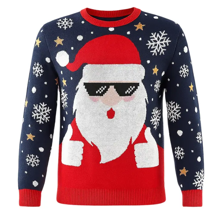 Jersey Navideño Niño Unisex, 100% Poliéster, Estampado Navideño, Cuello Redondo, Multicolor, Manga Larga - 1