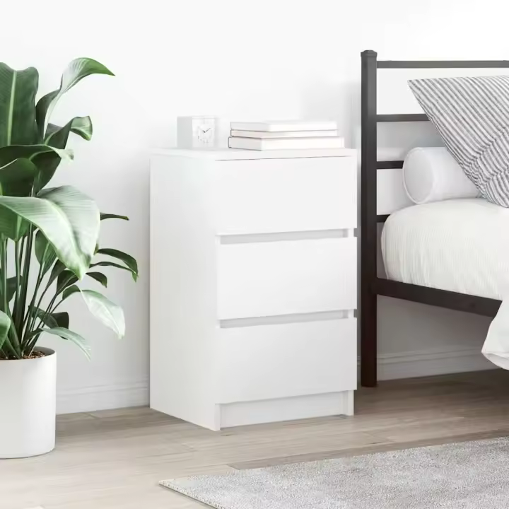 Mesillas de noche con 3 cajones 2 uds Blanco 39x35x65 cm - 1