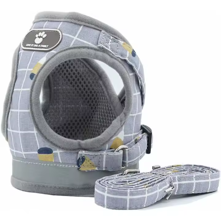 Arnés ajustable chaleco acolchado reflectante suave transpirable cómoda correa para perro pequeño cachorro MZ083 (L, gris) - 1