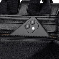 Mochila De Cuero Para Mujer Estilo Vintage Casual Día Escuela Saco a Dos Negro Lujoso Con Bolsillo Exterior Y Cremallera Cierre - details 14