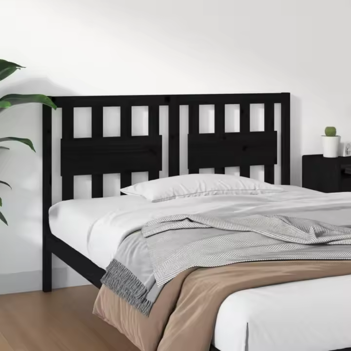 Cabecero de cama madera maciza de pino negro 125,5x4x100 cm - 1
