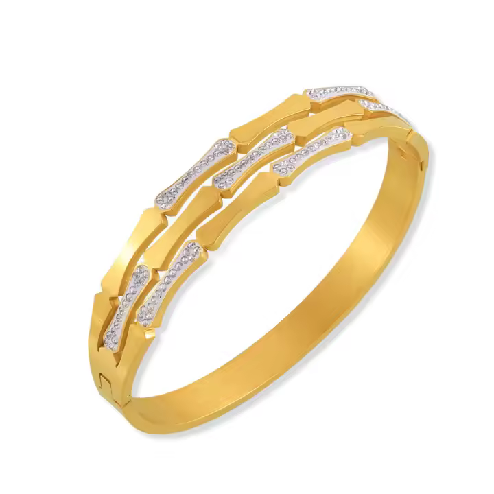 Pulsera personalizada de Maple Titanium con diseño Geométrico de Bambú empalmado, Luz minimalist y Estilo - 1