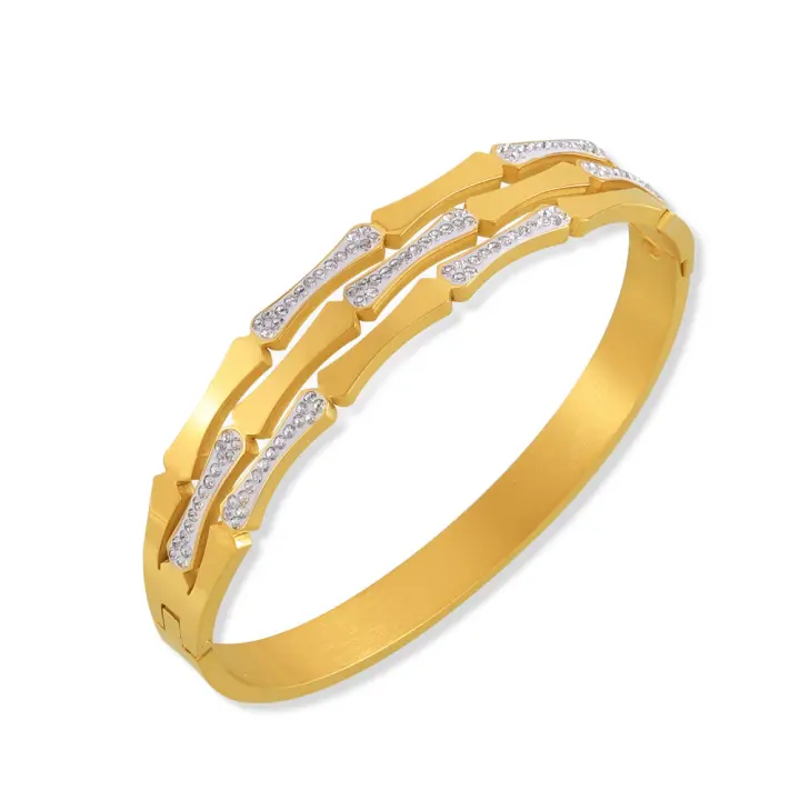 Pulsera personalizada de Maple Titanium con diseño Geométrico de Bambú empalmado, Luz minimalist y Estilo - 1