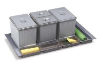 AZERO- Cubo de Reciclaje para Interior - 2 Cubos de 14L y 2 Cubos de 6,5L - Ancho Módulo 100-25x49x94 cm - Base Recortable en Anchura y Fondo - Color Gris - Material de Plástico PVC - details 2