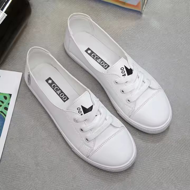 Zapatos Planos Para Mujer Blanco Nuevo Ligero Confort Transpirable Correa De Lazo Cuero Artificial Suela De Goma Estilo Coreano - 1