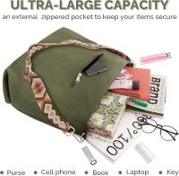 Bolso de mano de pana para mujer con cremallera, bolsos de hombro de gran capacidad con correa ajustable y bolsillos - details 1