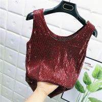 Chaleco De Noche Con Lentejuelas Para Mujer Estilo De Calle Blanca Brillante Poliéster Talla Regular Top De Verano 2022 - details 20