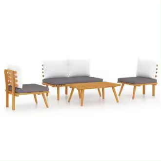VIDAXL 46676 set de muebles de jardín 4 piezas fabricado en madera maciza de acacia con cojines - 1