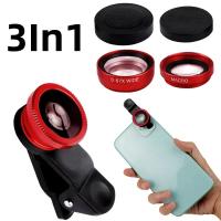 Lente De Pescado 3en1 0.67X Ancha Fisheye Macro Lentes Cámara Kit Con Clip Universal Para iPhone 16 Xiaomi Huawei - details 0