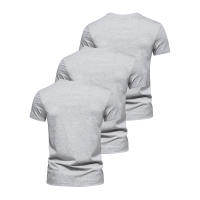 3Pcs Camiseta De Hombre Estilo Slim Fit Cuello Redondo Diseño De Moda Sólida Manga Corta Transpirable Y Secado Rápido Para Uso Diario Verano - details 11