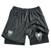 Shorts De Rendimiento Y2K Para Hombre Con Estampado De Araña 2 En 1 Deportivos Compresión Para Gimnasio Y Running Shorts Casuales De Mesh - details 3