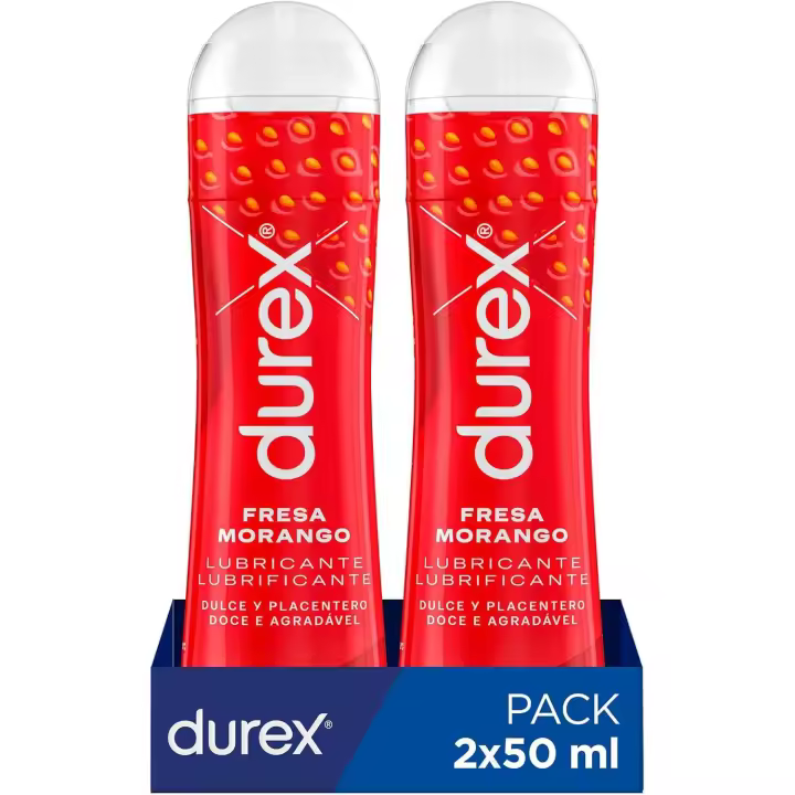 Durex Lubricante Sabor Y Aroma Fresa De Base Agua lubricante apto para sexo vaginal, anal y oral  - PACK DE 2x50ml - 1