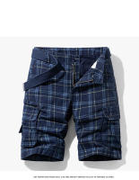 Shorts De Verano Para Hombre, Deportivos Y Casuales, Patrón a Cuadros, Pantalones Rectos, Algodón Puro, Múltiples Bolsillos, Workwear Suelto - details 8