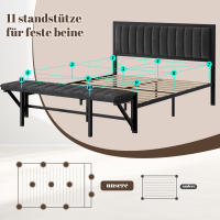 Cama tapizada 160x200cm con aparador con bancos laterales, con bancos laterales, Cama multifuncional con entretención y organización, Armazón de Cama de Hierro, Cama Juvenil, Cama de Adult, Cama Doble, Terciopelo - details 5