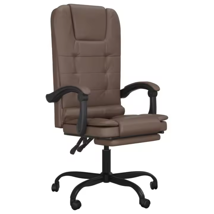 Silla de Oficina Reclinable Masaje Marrón 63x56x1112,5-122 Cm - 1