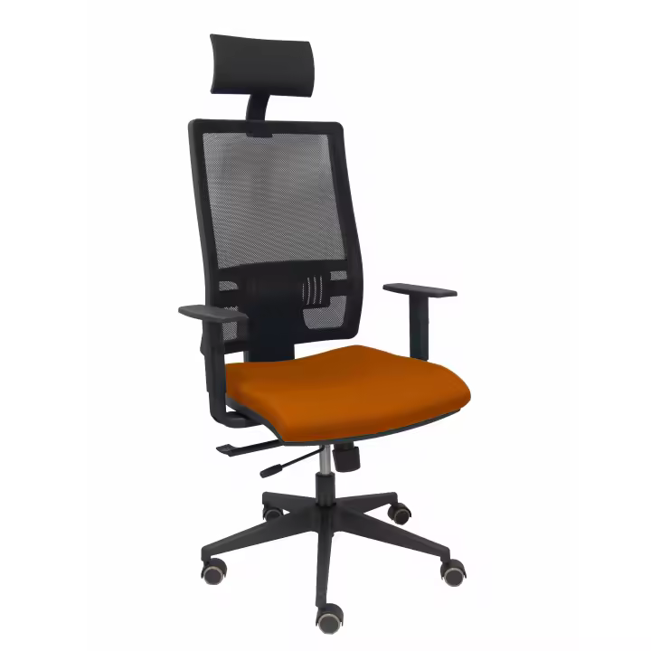 Piqueras Y Crespo Silla de Oficina Ergonómica con Brazos Regulables y Cabecero, Diseño Marrón - 1