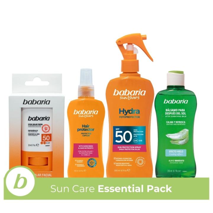 Babaria - Stick Solar Facial 50 + Aftersun + Protector Solar 50 Cuerpo en Spray + Solar Capilar | Coral Friendly — oferta en Miravia