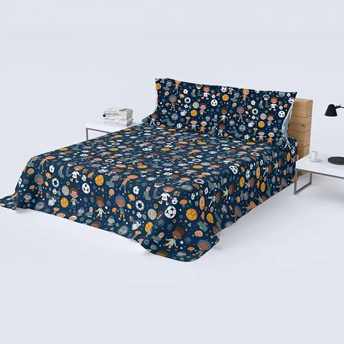 TODOBIEN STORE - Juego de Sábanas Infantil para Cama 3 Piezas - 1 Sábanas Bajera Ajustable Cama 90,105cm con Encimera 165x260cm,175x260cm y 1 Funda de Almohada Larga (Cama de 90x190cm,105x190cm) - 1