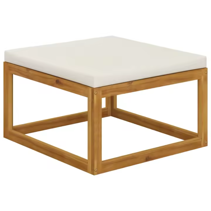 Reposapiés con crema Blanco de madera de acacia - 1