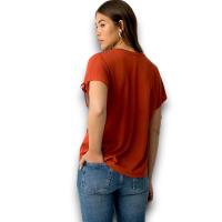 Camiseta Pepita Cazuela Tiffosi Mujer | Cuello V Lazada Manga Corta | Top Básico Cálido - details 2