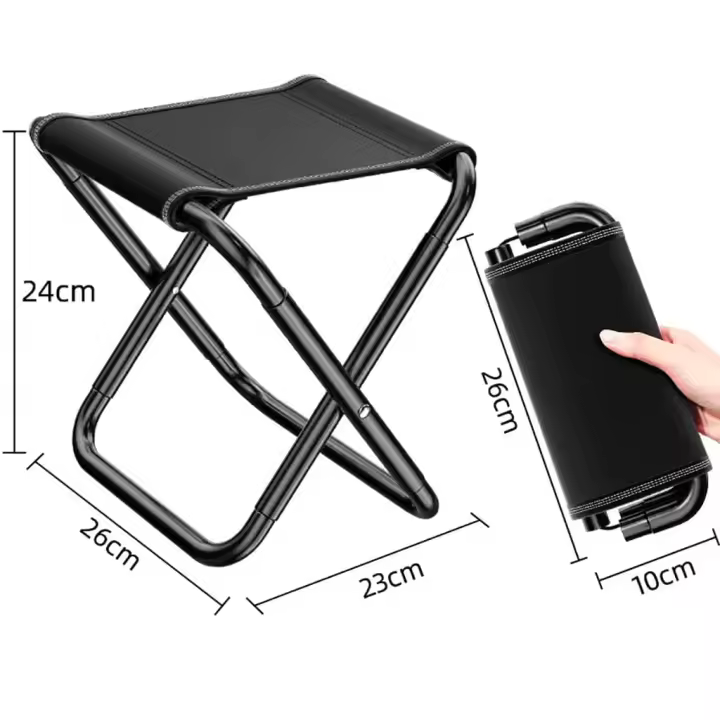 Taburete plegable, taburete portátil para acampar, Sillas plegable, adecuado para Viajes al Aire Libre, Actividades, Peach y picnics, Negro - 1