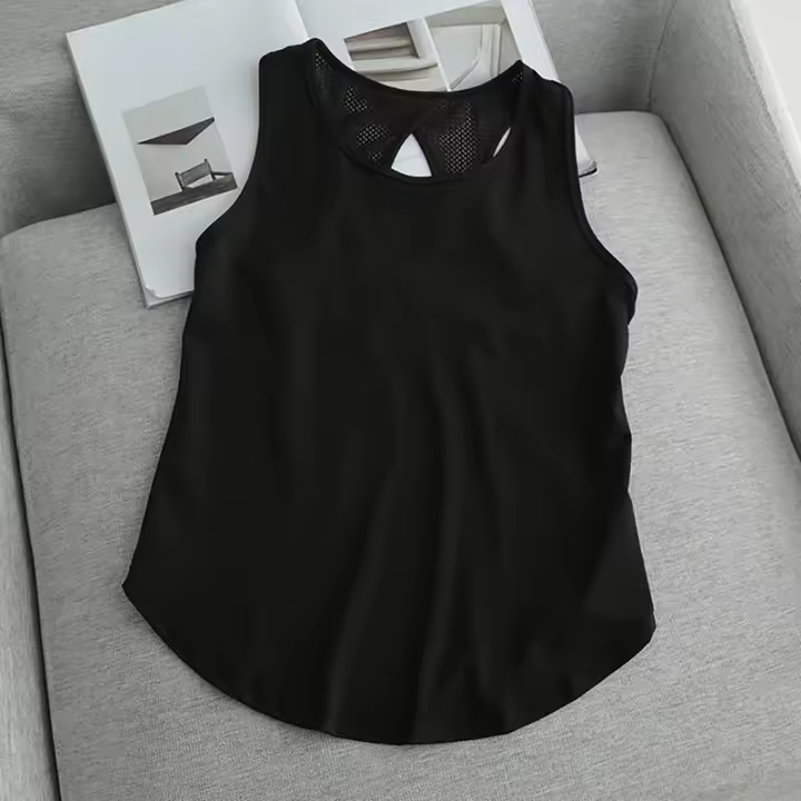 Camiseta Deportiva De Verano Para Mujer Secado Rápido Malla Sin Espalda Casual Versátil Para Yoga Fitness Running - 1