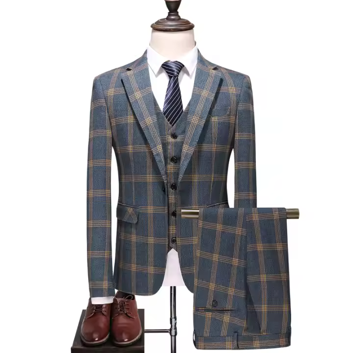 Traje De Boda Para Hombre De Alta Gama Tres Piezas Con Chaleco Y Pantalones Traje De Novio Casual Elegante Para Todas Las Estaciones - 1