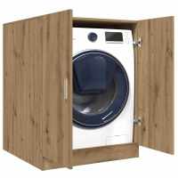 vidaXL Armario de lavadora madera envejecida 70,5x71,5x91,5 cm en color Madera antigua/Gris hormigón/Roble artisan | almacenamiento funcional diseño moderno para baño dormitorio sala - details 2