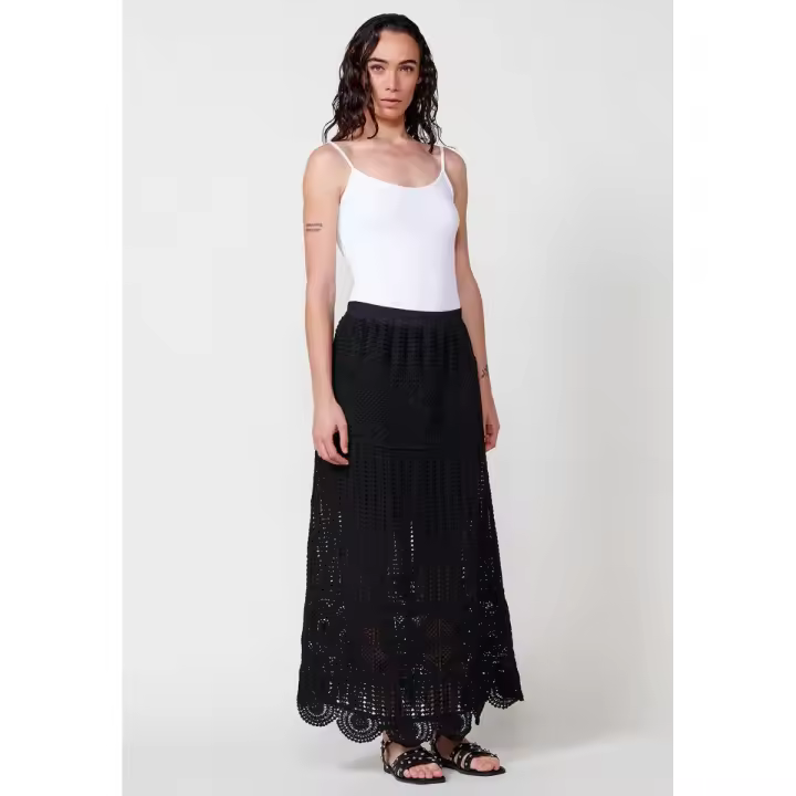 Koroshi Falda larga de crochet, cinturilla elástica con goma interior con Placa metálica con logo Koröshi color Negro para Mujer - 1