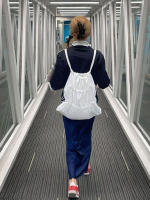 Mochila Ligera De Nylon Repelente De Agua Estilo Coreano Para Mujer Con Cuerda Blanco Mochila Deportiva Casual Para Hombres Y Mujeres - details 4