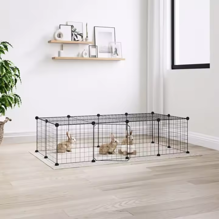 vidaXL Jaula para mascotas de 20 paneles puerta acero negro 35x35 cm - 1