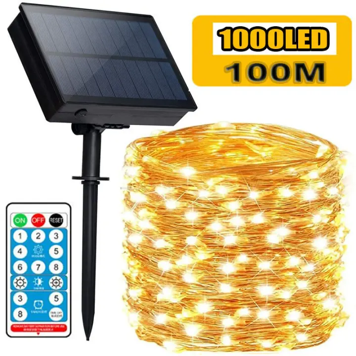 Cadena De Luces Solares LED Para Exterior 1000 LEDs 100 Metros Guirnalda De Navidad Y Fiesta De Año Nuevo Decoración De Jardín - 1